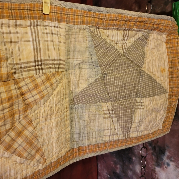 Vintage table runner QUILTED patchwork linens Estate find old vaf - Picture 9 of 13